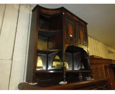 Edwardian rosewood and marquetry inlaid chiffonier with a shaped shelf back above and arrangement of cupboard doors