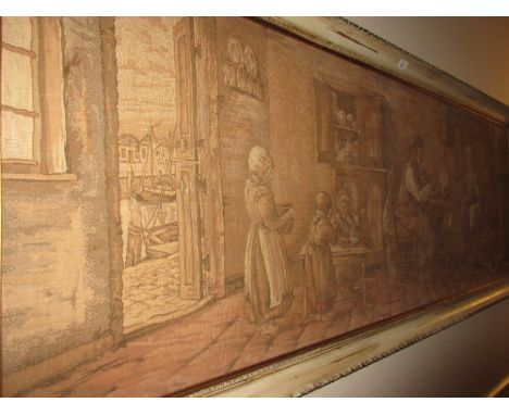Large 20th Century French machine woven tapestry with painted frame