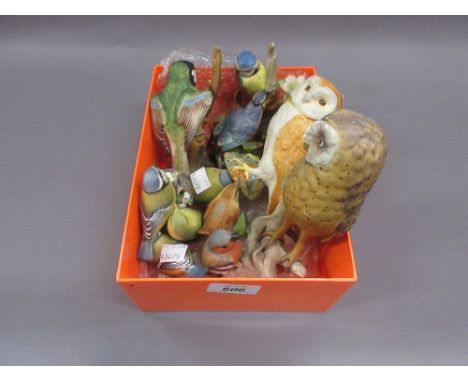 Beswick figure of an owl, Goebel figure of an owl, six Royal Worcester figures of birds, two Crown Staffordshire figures of b