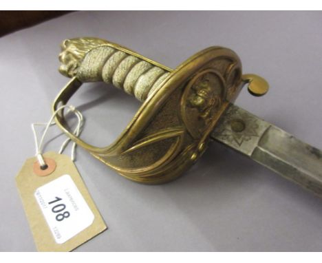 19th Century Naval Officer's dress sword having shagreen and wire twist grip with single fuller blade (lacking scabbard)