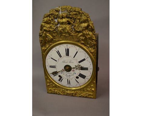 French two train Comtoise two train wall clock with alarm, the 9.75in white convex dial signed Allard Alexis à Valreas within