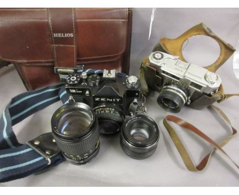 Zenith 35mm camera with lenses, together with a Yashica 35mm camera
