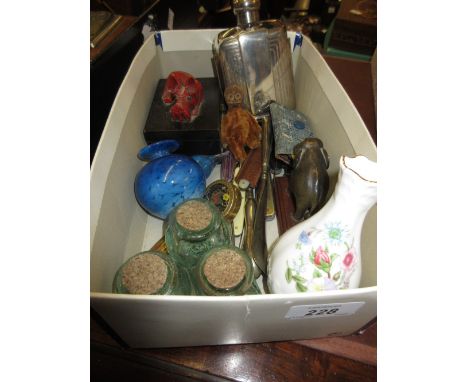 Steiff perfume bottle in the form of a monkey (a/f), a Cacharel perfume bottle and a quantity of other miscellaneous items