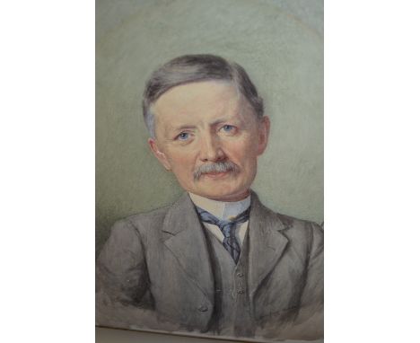 Early 20th Century unframed watercolour, half length portrait of a gentleman in a grey suit, signed Borofield Hardy, dated 19