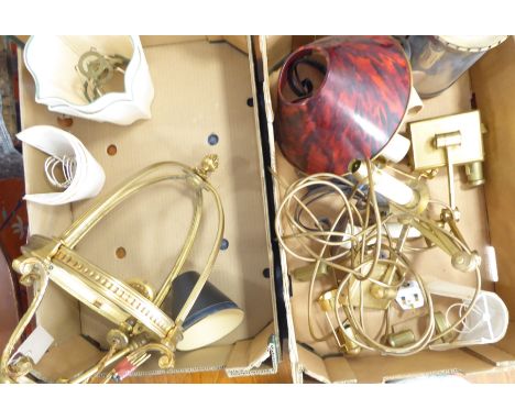A large gilt-metal-mounted lamp&nbsp;of inverted acorn shape (no glass), together with other wall mounting lamps and accessor
