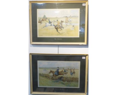 A pair of colour hunting prints after Lionel Edwards: 'The Brook' and 'The Belle of the Hunt'. (Glazed cream frames,&nbsp;47c