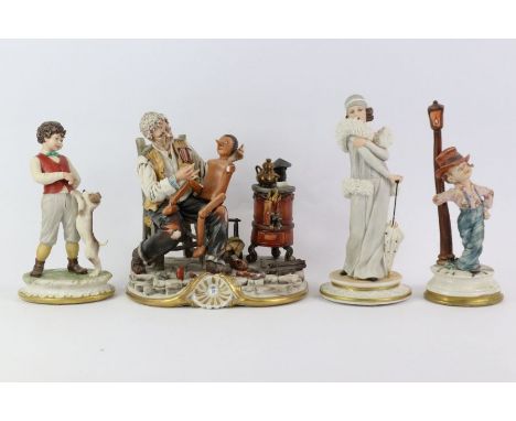 Capodimonte ceramic group, Pinocchio in Geppeto's workshop, approx 23 x 18 cms, stamped Collexione Venere (af); Capodimonte c