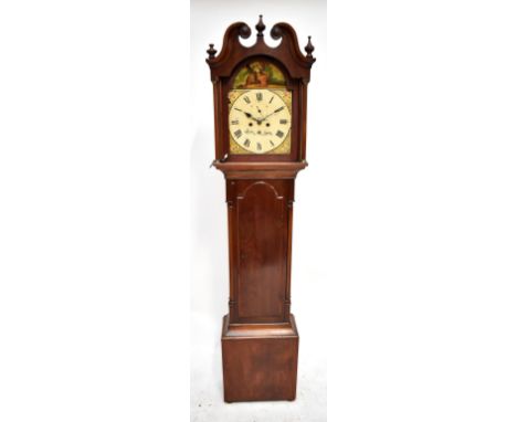 WILLIAM THOMPSON; a 19th century mahogany cased longcase clock, the signed circular dial set with Roman numerals and subsidia