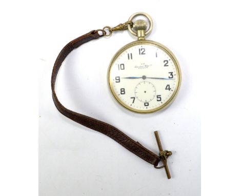 IWC; a Third Reich stainless steel WWII military pocket watch, the circular dial with Arabic numerals and subsidiary seconds 