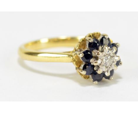 An 18ct yellow gold, sapphire dress ring, size L, approx 4.8g.