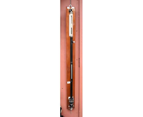 A 20th century laboratory stick barometer, marked Y3-25, fitted on mahogany board back, length 108cm.