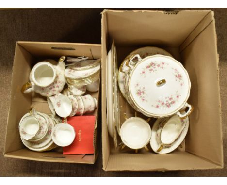 PARAGON; a 'Victoriana Rose' pattern part tea/dinner service, also a Spode commemorative mug.