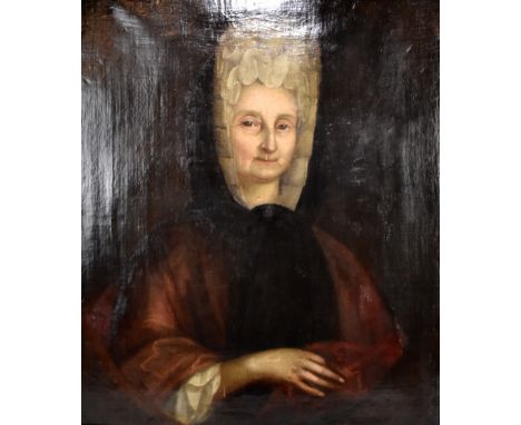 18TH CENTURY BRITISH SCHOOL; oil on canvas portrait depicting Mary Bentley of Peover, Cheshire, unsigned, 74 x 61cm, inset wi