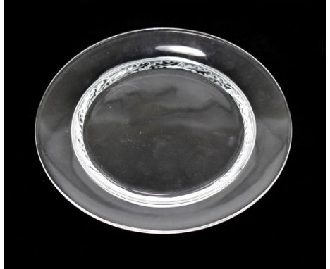LALIQUE; a clear glass saucer/side plate with foliate motif to inner rim, etched mark to base, diameter 16.3cm.Additional Inf