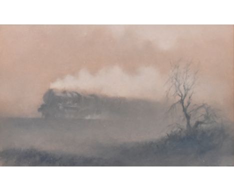 MARTIN DOBSON (born 1947); chalk and pastel, 'Express Train', steam locomotive in rural setting, signed and dated '78 lower r