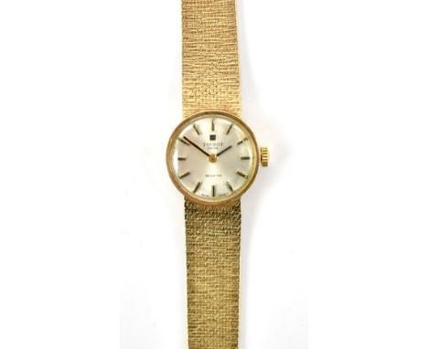 TISSOT; a lady's 9ct yellow gold 'Seastar' mechanical cocktail watch, the circular dial set with baton numerals, diameter exc