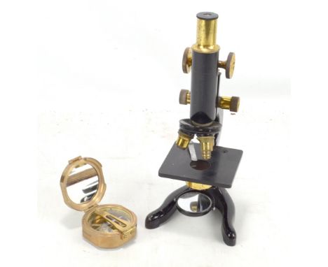 W WATSON &amp; SONS LTD LONDON; a 'Kima' microscope, serial no. 75806, and a brass cased compass inscribed to case and dial '