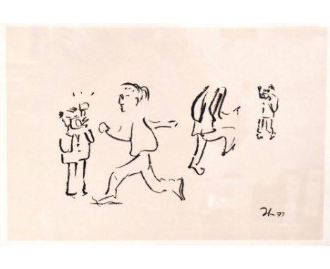 AFTER JOHN LENNON; a limited edition lithograph, 'Fame', bearing blind stamp lower right, numbered 12/300 lower left and sign