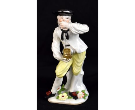 MEISSEN; a mid-18th century figure of a peasant with snuff box, modelled by JJ Kaendler, circa 1740, height 18cm.Provenance: 