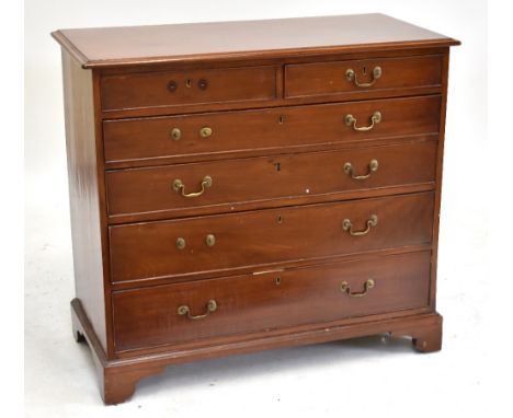 A George III chest of two short over four long drawers on bracket feet, 102 x 112cm.