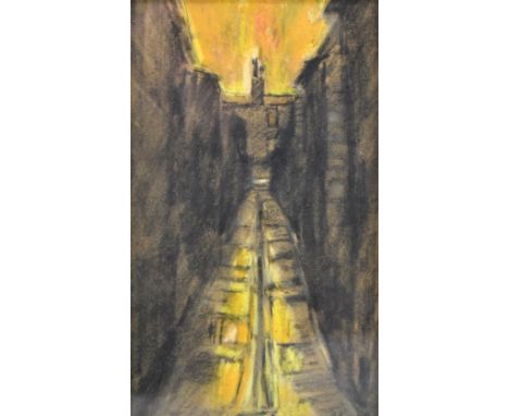 HAROLD FRANCIS RILEY DL DLitt FRCS DFA ATC (born 1934); pastel on paper, "Back Street", signed lower right, image size 22 x 1