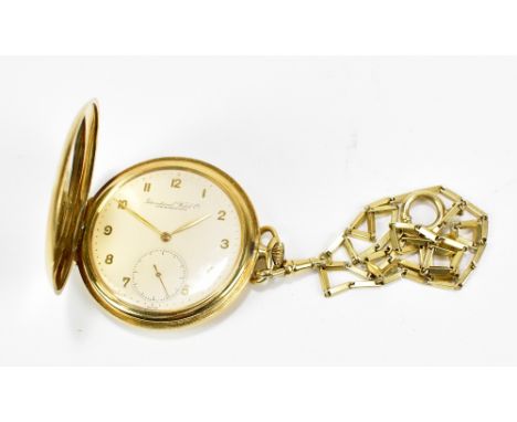 INTERNATIONAL WATCH COMPANY SCHAFFHAUSEN; an 18ct gold slimline full hunter pocket watch, the circular dial set with Arabic n