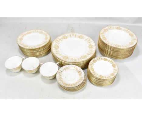 ROYAL WORCESTER; a Pompadour pattern fifty-five piece part tea and dinner service.