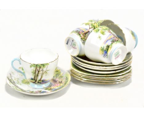 SHELLEY; a five setting tea service decorated in the 'Woodland' pattern, numbered 13348 to base.Additional Information&nbsp;L