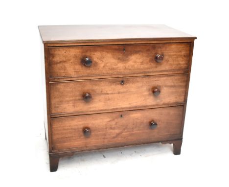 An early 19th century three drawer chest on bracket feet, 84 x 92cm.
