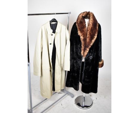 HIND &amp; HARRISON; a Hudson Seal long black fur coat trimmed with brown fur, size medium, and an Austin Read gentleman's ra