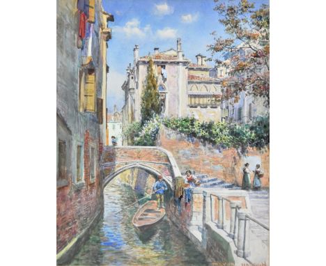 TREVOR HADDON RBA (1864-1941); watercolour, pastel and chalks, 'Near San Cristoforo, Venice', signed, inscribed on original l