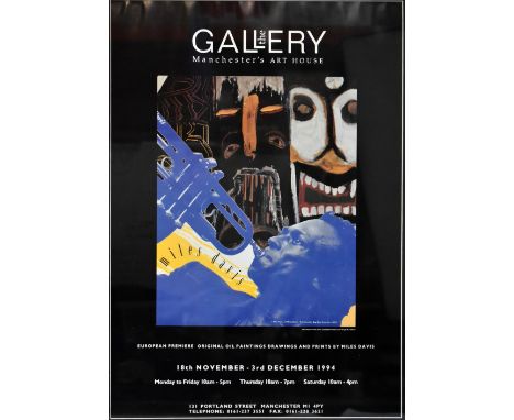 MILES DAVIS; a poster for the Manchester Art House Gallery exhibition of original oil paintings, drawings and prints by the a