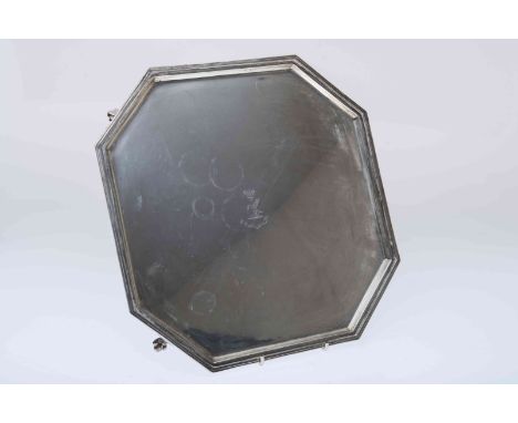 A LARGE GEORGE V SILVER SALVER, George Edwards & Sons, Sheffield 1921, octagonal, engraved with Clan Graham crest, the revers
