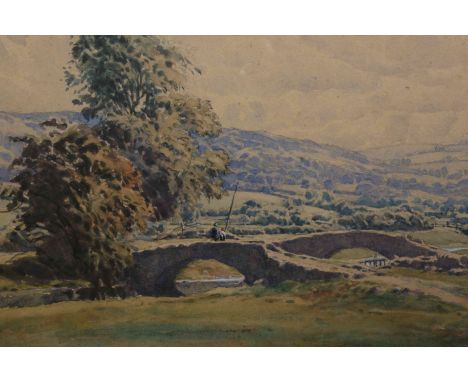 ARTHUR H. GRAHAM HOGGARTH, GONE FISHING, signed, watercolour, framed. 16cm by 25cm  