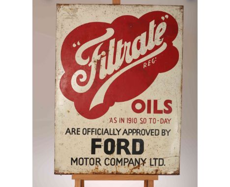 A FILTRATE OILS ENAMEL SIGN, 61cm by 45cm; and A SIGN, MORGAN SERVICE HERE. (2)