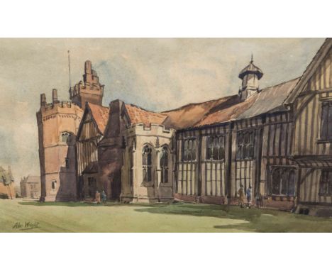 ALEC WRIGHT (1900-1981), ST ANDREW'S, INGLEBY GREENHOW, pen and ink sketch, framed, 17cm by 26cm; together with A WATERCOLOUR