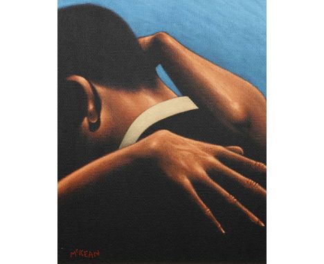 GRAHAM MCKEAN (BORN 1962), "LAST DANCE", signed lower left, oil on canvas, framed. 33.5cm by 28cm