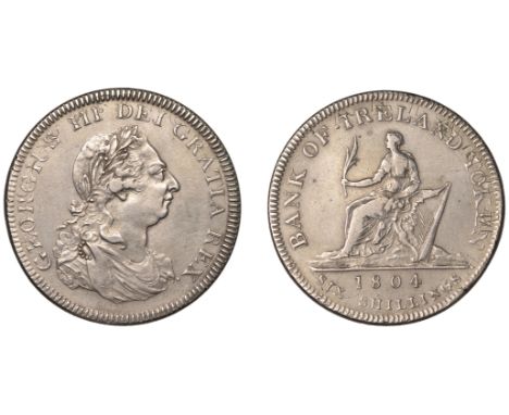 George III (1760-1820), Bank of Ireland coinage, Six Shillings, 1804, leaf to upright of e in dei, stop after rex, punctuatio