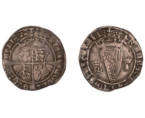 Henry VIII (1509-1547), First Harp issue, Groat, mm. crown, h i (Jane Seymour), 2.34g/1h (S 6473; DF 202). Nearly very fine £