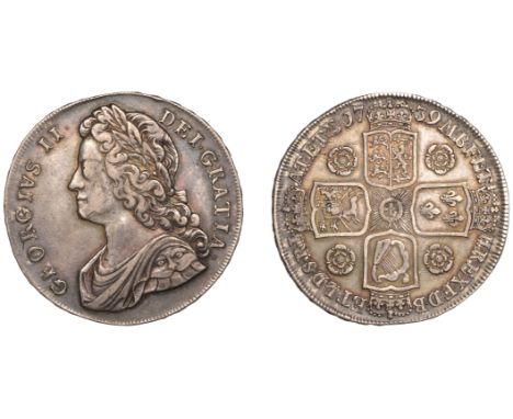 George II (1727-1760), Crown, 1739, roses, edge dvodecimo (ESC 1665; S 3687). Two old light scratches on cheek, very fine, re