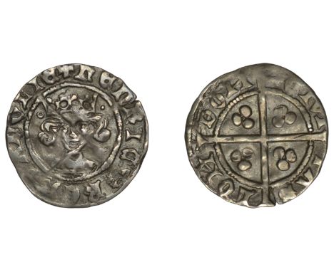 Henry IV (1399-1413), Light coinage, Primary series, Penny, London, type II/III mule, slipped trefoil on breast, annulet to l