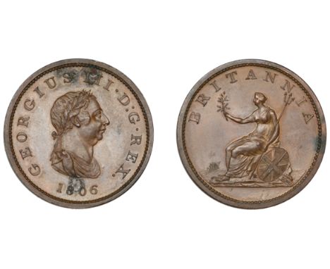 George III (1760-1820), Pre-1816 issues, Halfpenny, 1806 (late Soho), proof in bronzed-copper, by C.H. Küchler, laureate bust