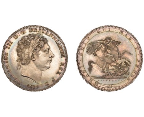 George III (1760-1820), New coinage, Crown, 1819, edge lix (ESC 2010; S 3787). Slight scratch in front of mouth, some light h