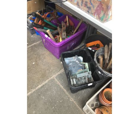 3 BOXES AND 2 BUCKETS WITH MISC. TOOLS