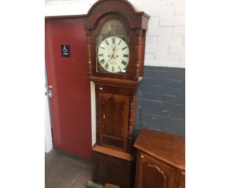 A 19TH CENTURY MAHOGANY 8 DAY LONG CASE CLOCK, THE PAINTED DIAL INSCRIBED 'THOS WILLM HAY SHREWSBURY', H208CM