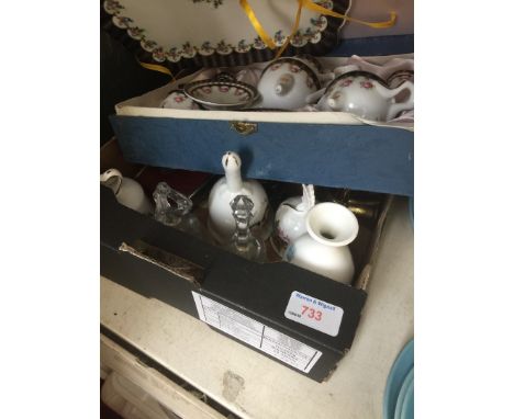 BOXED TEA SET AND OTHER CHINA IN A BOX