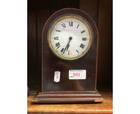 SMALL DOMED MANTEL CLOCK AND A METAL CLOCK CASE