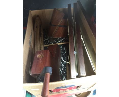 A BOX INCLUDING PRINTS TOOLS ETC