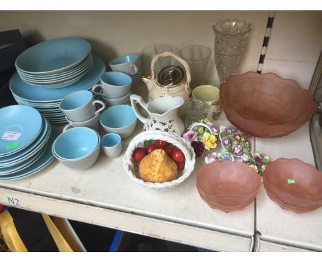 BLUE POOLE POTTERY, POSSIES AND GLASS ETC