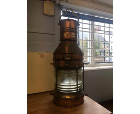 A copper and brass Ships light, No. 1827 by Thomas Grieve and Sons, North Shields 
